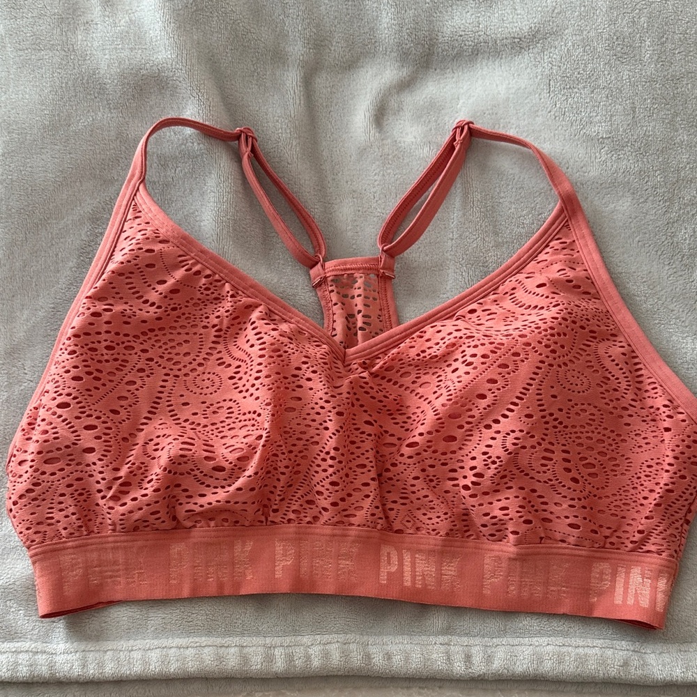 PINK Victoria's Secret Coral Lace Bralette